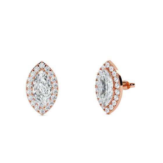 Marquise Diamond Single Halo Earrings