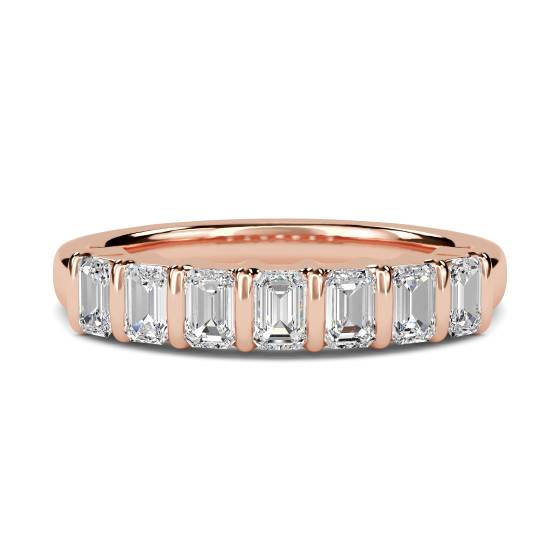 DHHET1005 7 Stone Emerald Diamond Half Eternity Ring