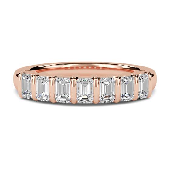 DHHET1005 7 Stone Emerald Diamond Half Eternity Ring