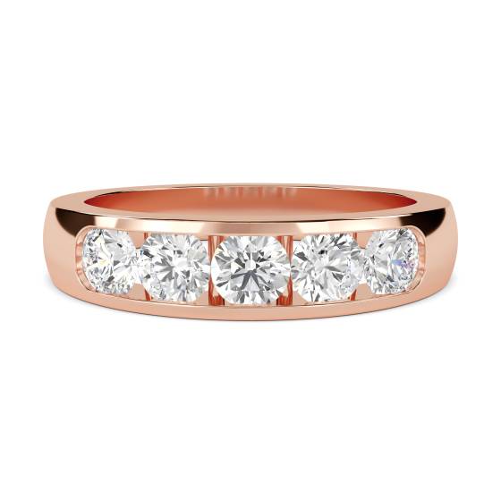 5 Stone Round Diamond Half Eternity Ring