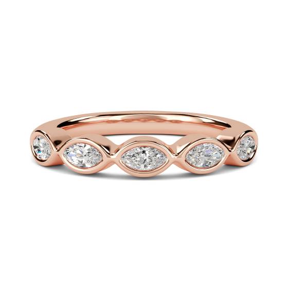 DHHET227 5 Stone Marquise Diamond Bezel Set Half Eternity Ring