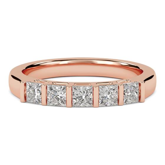 DHMT05111 5 Stone Princess Diamond Half Eternity Ring