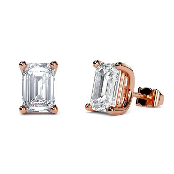 Classic Emerald Diamond Stud Earrings