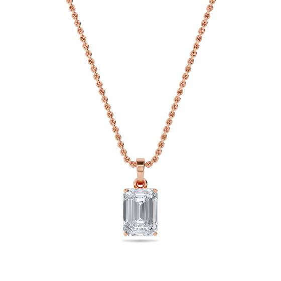 Modern Emerald Diamond Solitaire Pendant