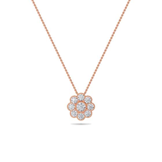 Round Diamond Single Halo Pendant
