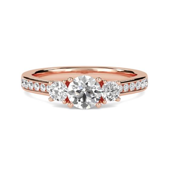 DHRX3177 3 Round Stone Diamond Ring With Shoulder Diamonds