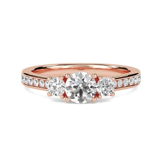 DHRX3177 3 Round Stone Diamond Ring With Shoulder Diamonds