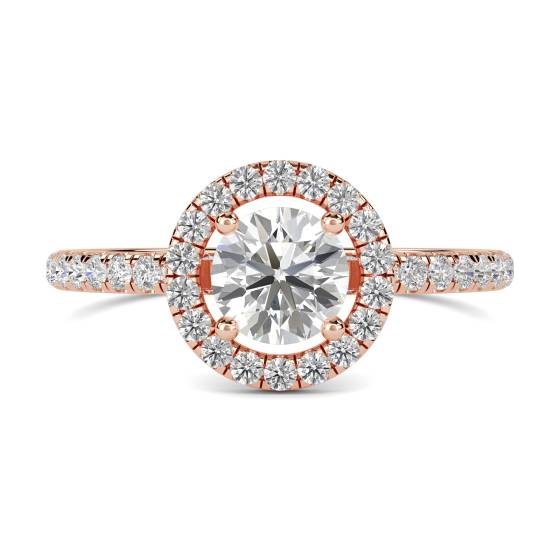Round Diamond Single Halo Shoulder Set Ring