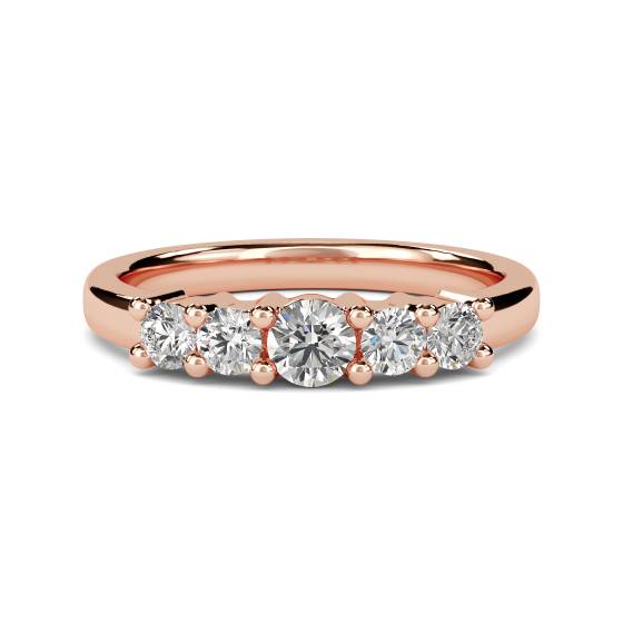5 Stone Round Diamond Half Eternity Ring