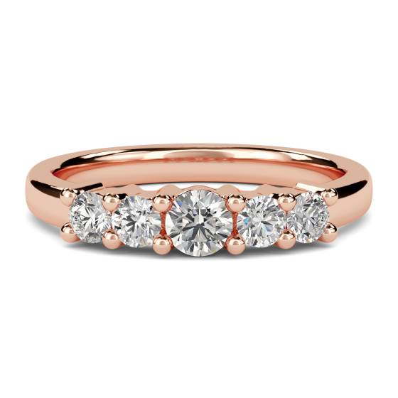 5 Stone Round Diamond Half Eternity Ring
