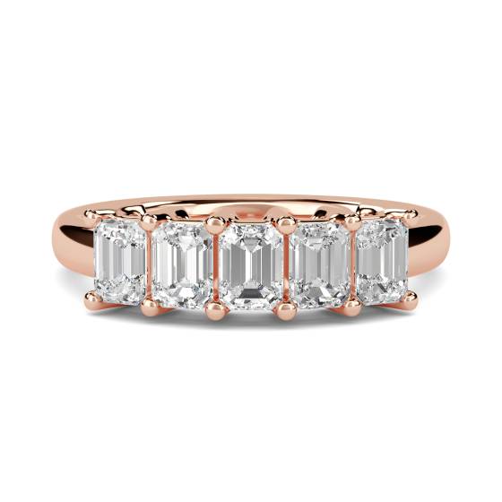 DHRZ0206 5 Stone Emerald Diamond Half Eternity Ring