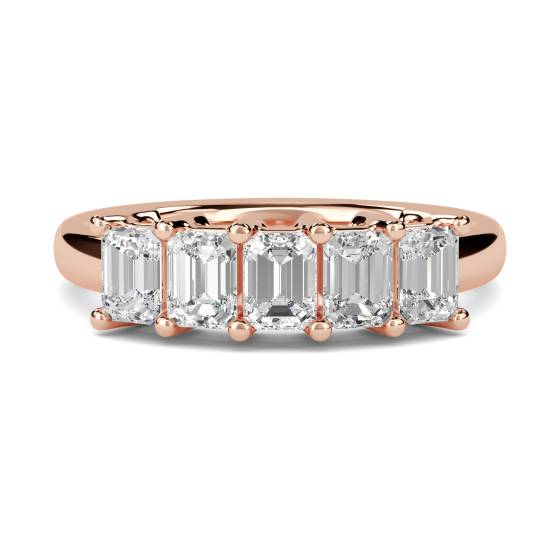 DHRZ0206 5 Stone Emerald Diamond Half Eternity Ring