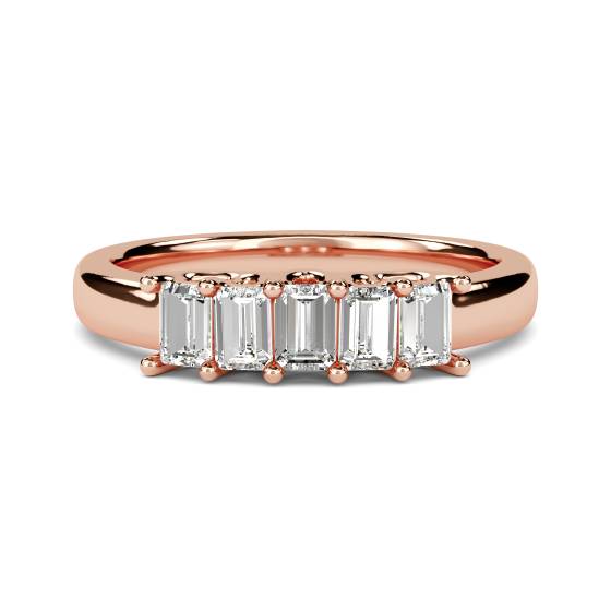 DHRZ0208 5 Stone Emerald Diamond Half Eternity Ring