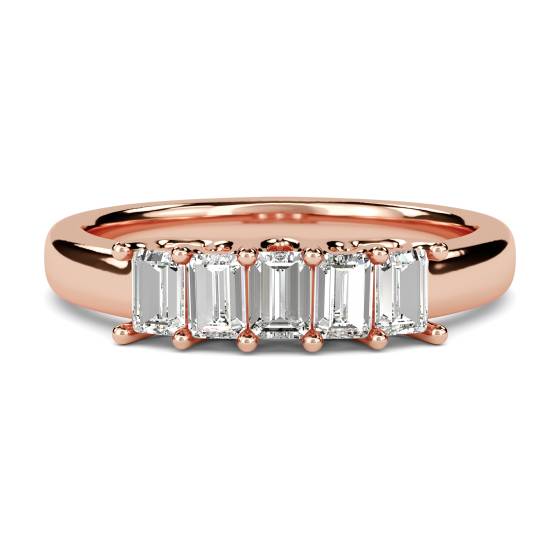 DHRZ0208 5 Stone Emerald Diamond Half Eternity Ring