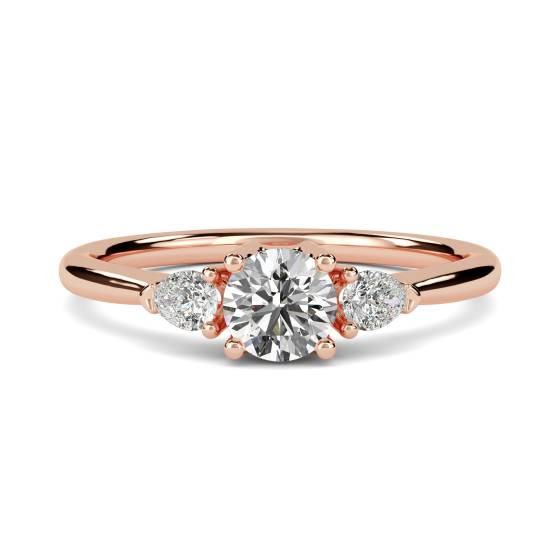 Round and Pear Diamond Trilogy Ring