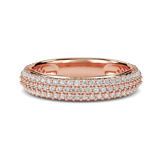 Round Diamond Three Row Eternity Ring