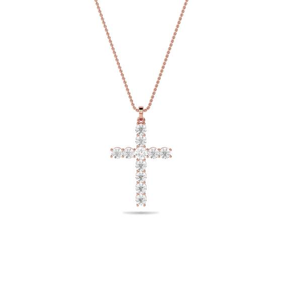 Classic Round Diamond Cross Pendant