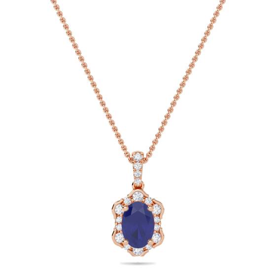 1.45ct Blue Sapphire Vintage Pendant and Chain