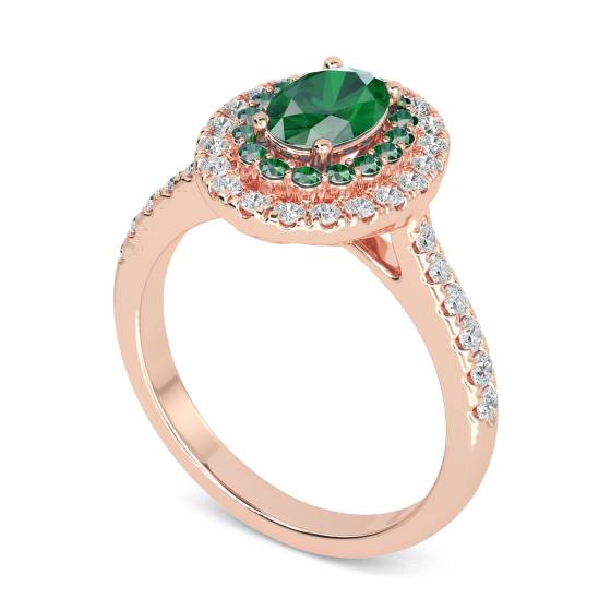 1.50ct Emerald Double Halo Oval Ring