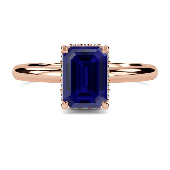 Emerald Blue Sapphire Gemstone Halo Ring