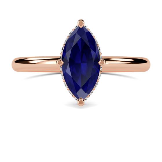 Marquise Blue Sapphire Gemstone Halo Ring