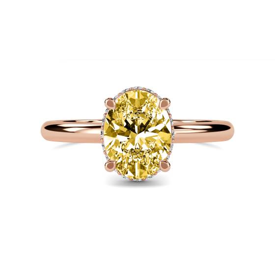 Oval Yellow Diamond Halo Ring