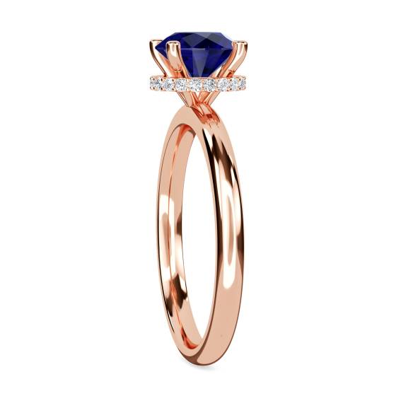 Round Blue Sapphire Gemstone Halo Ring