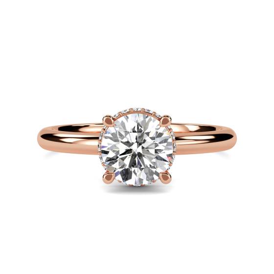 Round Diamond Low Set Hidden Halo Ring