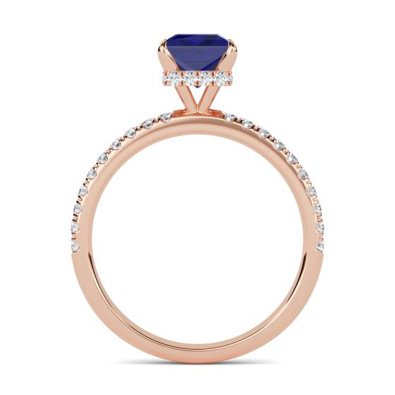 Princess Blue Sapphire Gemstone Halo Ring