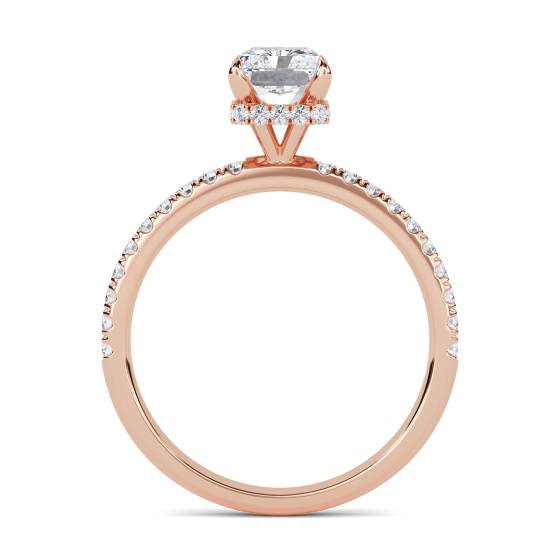 Radiant Diamond High Set Hidden Halo Shoulder Set Ring