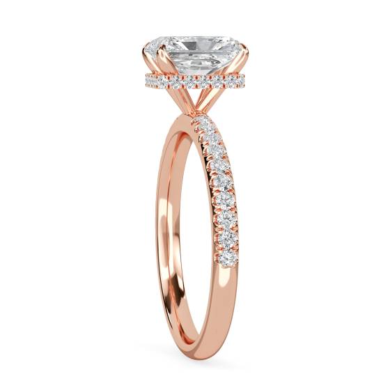 Radiant Diamond High Set Hidden Halo Shoulder Set Ring