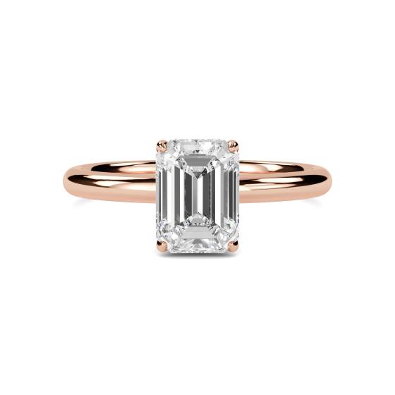 Emerald Diamond Hidden Halo Ring