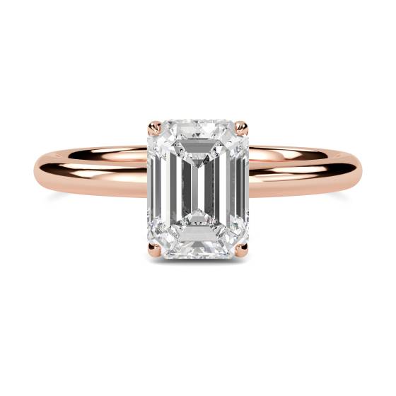 Emerald Diamond Hidden Halo Ring