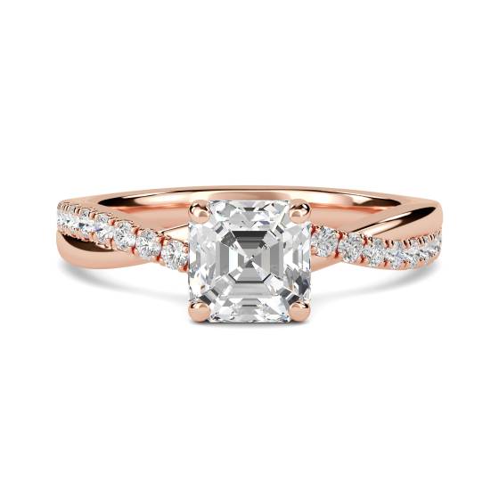 Infinity Asscher Shoulder Set Diamond Engagement Ring