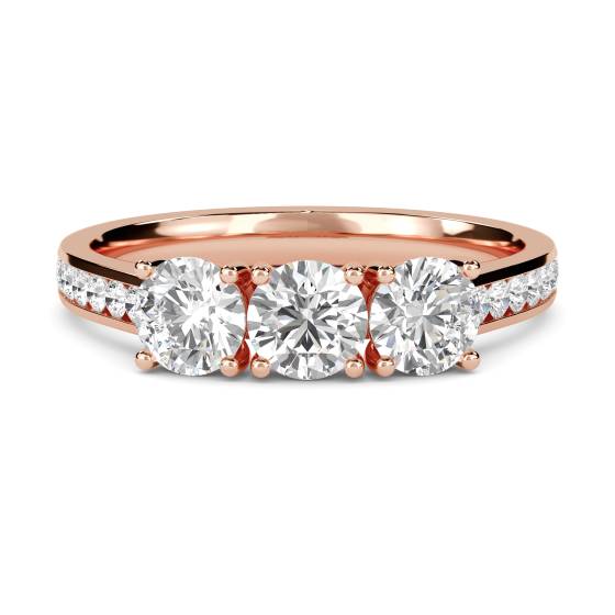 3 Stone Diamond Ring With Shoulder Diamonds