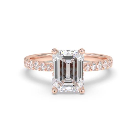 Emerald Shoulder Set Diamond Engagement Ring