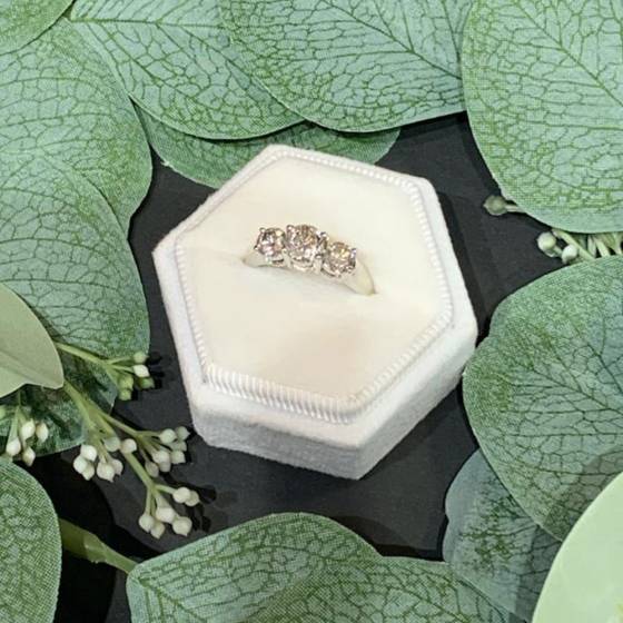 2.00ct VS/G-H Natural Round Diamond Trilogy Ring in 18k White Gold