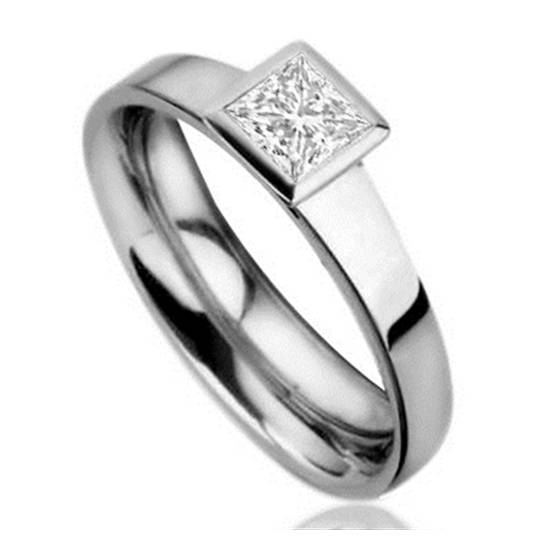 0.60ct SI1/F Natural Princess Diamond Engagement Ring in Platinum