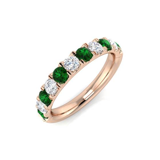 1.10ct Green Emerald and Diamond Eternity Ring