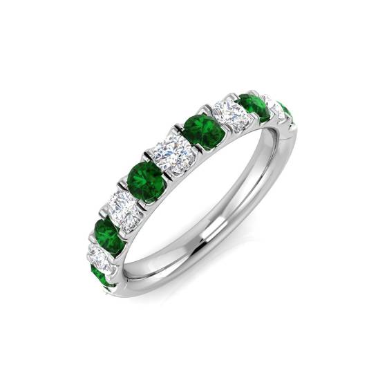 1.10ct Green Emerald and Diamond Eternity Ring