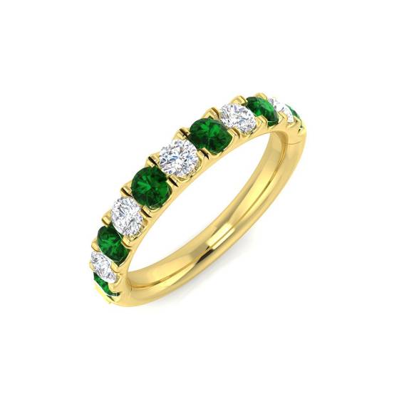 1.10ct Green Emerald and Diamond Eternity Ring
