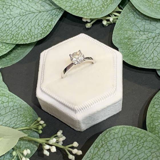 1.60ct I1/I Natural Round Solitaire Diamond Ring in 18k White Gold