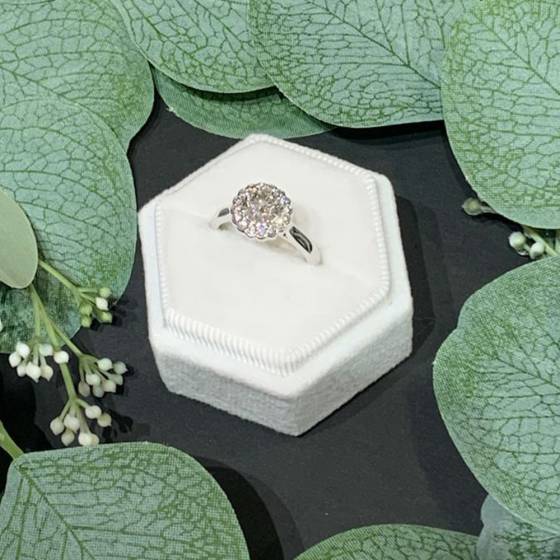 1.21ct SI2/H Natural Round Diamond Halo Ring in 18k White Gold