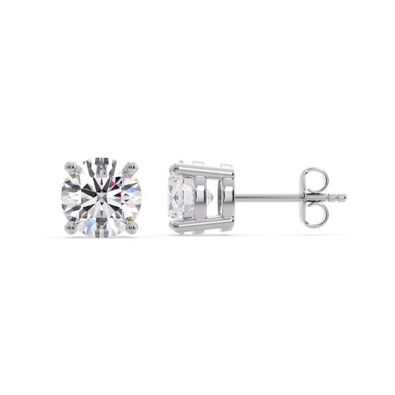 0.80ct SI/E-F Natural Round Diamond Stud Earrings in 18k White Gold