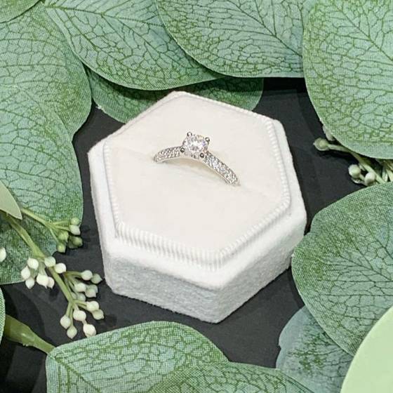 1.00ct VVS1/E Natural Round Diamond Shoulder set Ring in Platinum