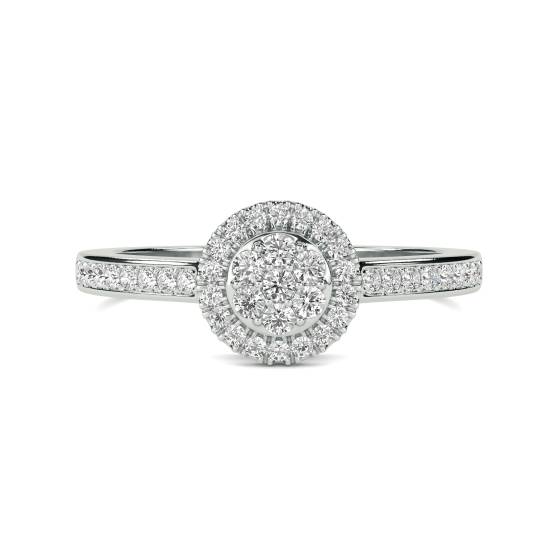 Elegant Round Diamond Halo Cluster Ring