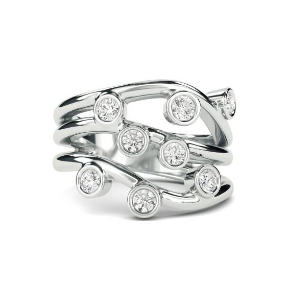 3 Round Diamond Bezel Set Stacking Designer Dress Rings