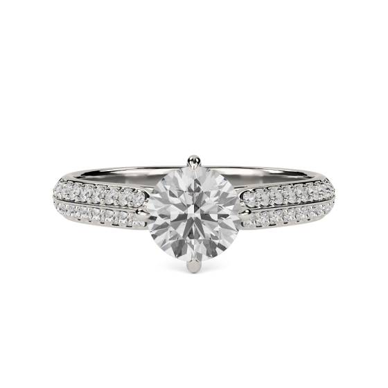 Petite Round Diamond Shoulder Set Ring