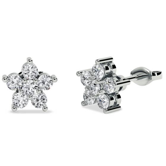 Classic Round Diamond Cluster Earrings