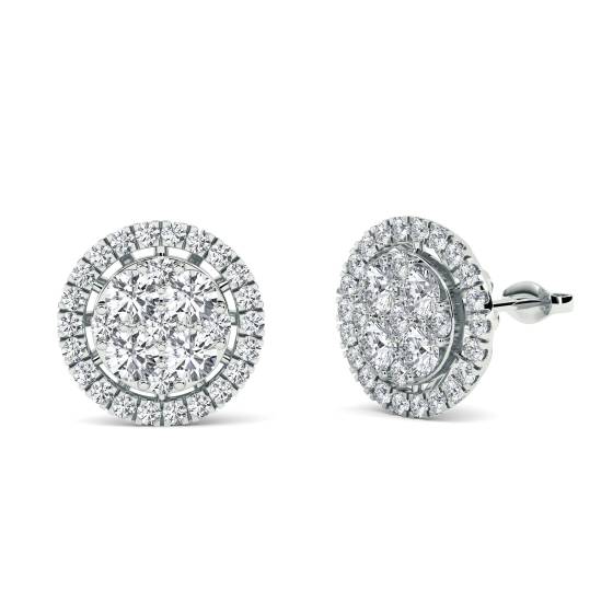 Classic Round Diamond Cluster Earrings